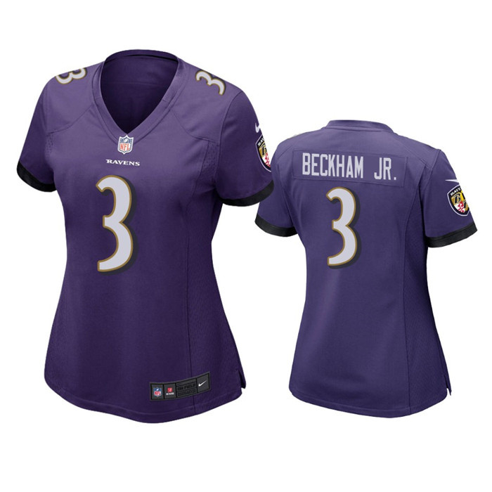 Women's Baltimore Ravens #3 Odell Beckham Jr. Purple Football Jersey(Run Small) Women's Baltimore Ravens #3 Odell Beckham Jr. Purple Football Jersey(Run Small)