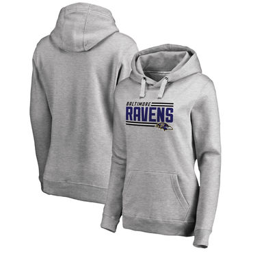 Women's Baltimore Ravens NFL Pro Line By Fanatics Branded Ash Iconic Collection On Side Stripe Pullover Hoodie