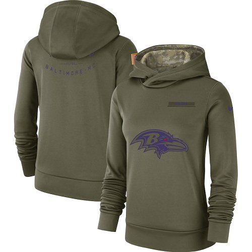 Women's Baltimore Ravens Nike Olive Salute to Service Sideline Therma Performance Pullover Hoodie Women's Baltimore Ravens Nike Olive Salute to Service Sideline Therma Performance Pullover Hoodie