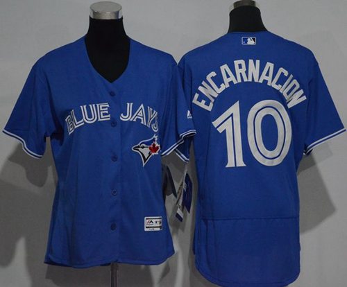 Women's Blue Jays #10 Edwin Encarnacion Blue Flexbase Authentic Stitched MLB Jersey Women's Blue Jays #10 Edwin Encarnacion Blue Flexbase Authentic Stitched MLB Jersey