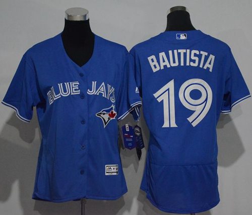 Women's Blue Jays #19 Jose Bautista Blue Flexbase Authentic Stitched MLB Jersey