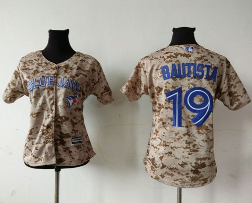Women's Blue Jays #19 Jose Bautista Camo Fashion Stitched MLB Jersey