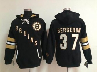 Women's Boston Bruins #37 Patrice Bergeron Black Old Time Heidi NHL Hoodie