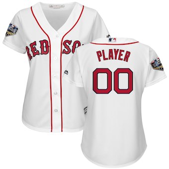 Women's Boston Red Sox White 2018 World Series Cool Base Custom Jersey Women's Boston Red Sox White 2018 World Series Cool Base Custom Jersey
