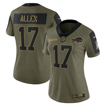 Women's Buffalo Bills #17 Josh Allen Nike Olive 2021 Salute To Service Limited Player Jersey Women's Buffalo Bills #17 Josh Allen Nike Olive 2021 Salute To Service Limited Player Jersey