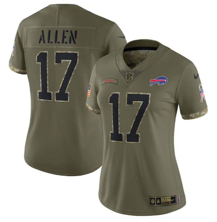 Women's Buffalo Bills #17 Josh Allen Olive 2022 Salute To Service Limited Stitched Jersey(Run Small) Women's Buffalo Bills #17 Josh Allen Olive 2022 Salute To Service Limited Stitched Jersey(Run Small)