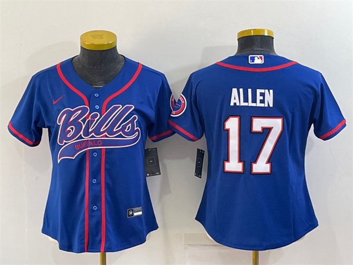 Women's Buffalo Bills #17 Josh Allen Royal With Patch Cool Base Stitched Baseball Jersey(Run Small) Women's Buffalo Bills #17 Josh Allen Royal With Patch Cool Base Stitched Baseball Jersey(Run Small)