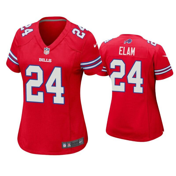 Women's Buffalo Bills #24 Kaiir Elam Red Stitched Football Jersey Women's Buffalo Bills #24 Kaiir Elam Red Stitched Football Jersey