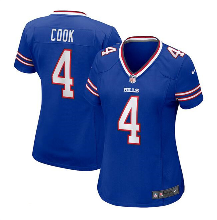 Women's Buffalo Bills #4 James Cook Blue Stitched Football Jersey(Run Small) Women's Buffalo Bills #4 James Cook Blue Stitched Football Jersey(Run Small)