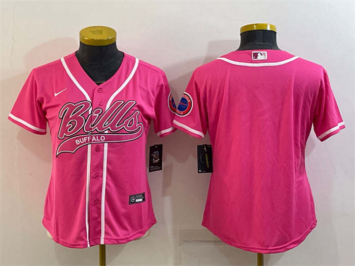 Women's Buffalo Bills Blank Pink With Patch Cool Base Stitched Baseball Jersey(Run Small) Women's Buffalo Bills Blank Pink With Patch Cool Base Stitched Baseball Jersey(Run Small)