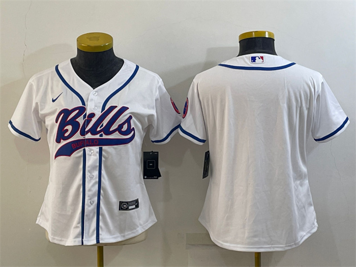 Women's Buffalo Bills Blank White With Patch Cool Base Stitched Baseball Jersey(Run Small) Women's Buffalo Bills Blank White With Patch Cool Base Stitched Baseball Jersey(Run Small)