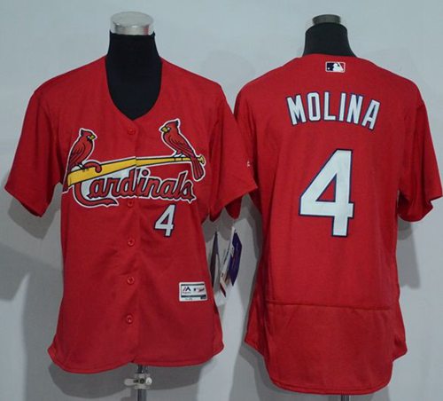 Women's Cardinals #4 Yadier Molina Red Flexbase Authentic Stitched MLB Jersey Women's Cardinals #4 Yadier Molina Red Flexbase Authentic Stitched MLB Jersey