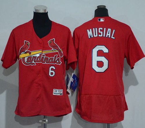 Women's Cardinals #6 Stan Musial Red Flexbase Authentic Stitched MLB Jersey Women's Cardinals #6 Stan Musial Red Flexbase Authentic Stitched MLB Jersey