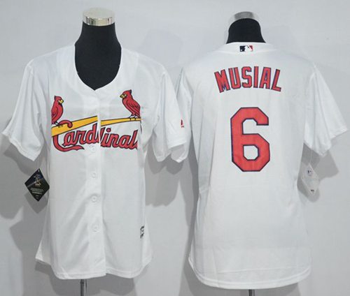 Women's Cardinals #6 Stan Musial White Home Stitched MLB Jersey Women's Cardinals #6 Stan Musial White Home Stitched MLB Jersey