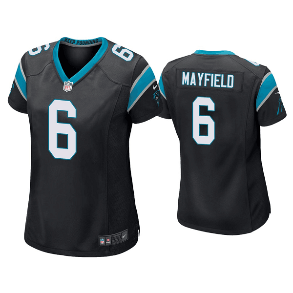 Women's Carolina Panthers #6 Baker Mayfield Black Stitched Game Jersey(Run Small) Women's Carolina Panthers #6 Baker Mayfield Black Stitched Game Jersey(Run Small)