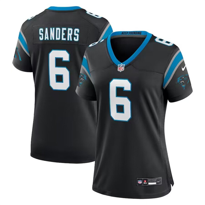 Women's Carolina Panthers #6 Miles Sanders Black 2023 Draft Stitched Game Jersey(Run Small) Women's Carolina Panthers #6 Miles Sanders Black 2023 Draft Stitched Game Jersey(Run Small)
