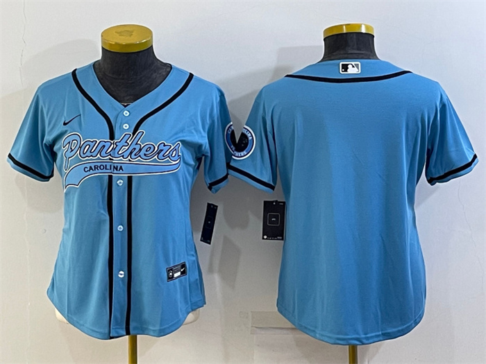 Women's Carolina Panthers Blank Blue With Patch Cool Base Stitched Baseball Jersey(Run Small) Women's Carolina Panthers Blank Blue With Patch Cool Base Stitched Baseball Jersey(Run Small)