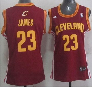 Women's Cavaliers #23 LeBron James Red Road Stitched NBA Jersey