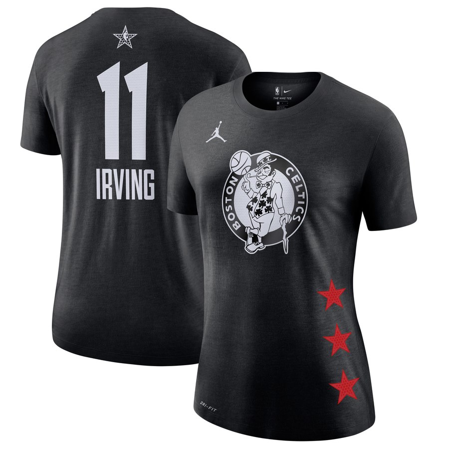 Women's Celtics 11 Kyrie Irving Black 2019 NBA All-Star Game Women's T-Shirt