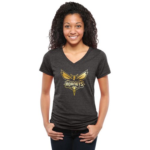 Women's Charlotte Hornets Gold Collection V-Neck Tri-Blend T-Shirt Women's Charlotte Hornets Gold Collection V-Neck Tri-Blend T-Shirt