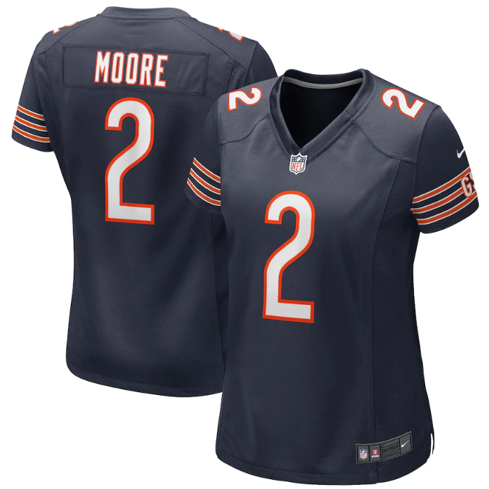 Women's Chicago Bears #2 D.J. Moore Navy Stitched Game Jersey(Run Small) Women's Chicago Bears #2 D.J. Moore Navy Stitched Game Jersey(Run Small)