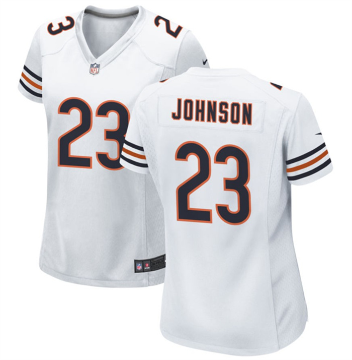 Women's Chicago Bears #23 Roschon Johnson White Stitched Game Jersey(Run Small) Women's Chicago Bears #23 Roschon Johnson White Stitched Game Jersey(Run Small)