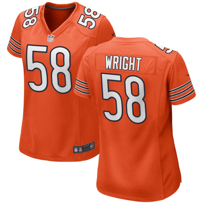 Women's Chicago Bears #58 Darnell Wright Orange Stitched Game Jersey(Run Small) Women's Chicago Bears #58 Darnell Wright Orange Stitched Game Jersey(Run Small)