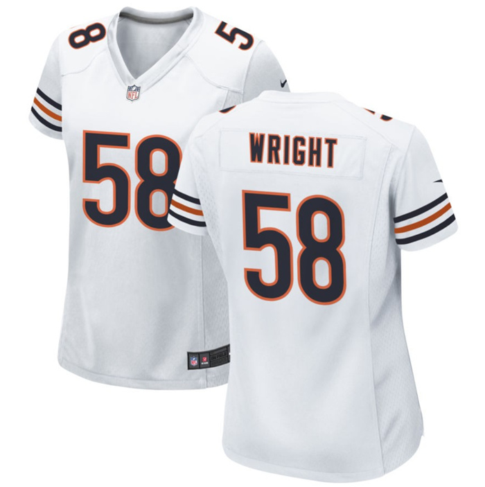 Women's Chicago Bears #58 Darnell Wright White Stitched Game Jersey(Run Small) Women's Chicago Bears #58 Darnell Wright White Stitched Game Jersey(Run Small)