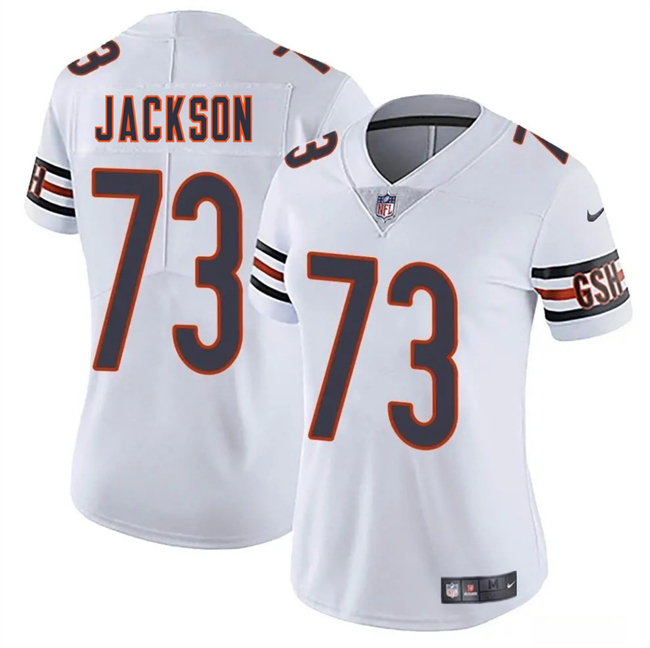 Women's Chicago Bears #73 Jonah Jackson White 2025 Vapor Stitched Jersey(Run Small) Women's Chicago Bears #73 Jonah Jackson White 2025 Vapor Stitched Jersey(Run Small)