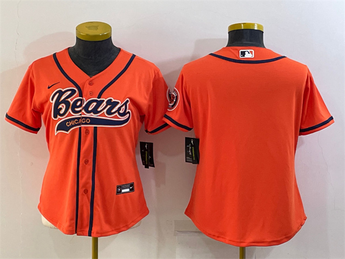 Women's Chicago Bears Blank Orange With Patch Cool Base Stitched Baseball Jersey(Run Small) Women's Chicago Bears Blank Orange With Patch Cool Base Stitched Baseball Jersey(Run Small)