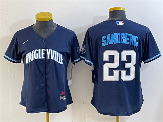 Women's Chicago Cubs #23 Ryne Sandberg Navy City Connect Stitched Jersey Women's Chicago Cubs #23 Ryne Sandberg Navy City Connect Stitched Jersey