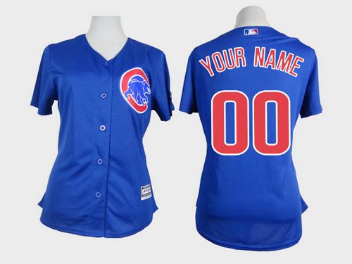 Women's Chicago Cubs Customized Blue Jersey Women's Chicago Cubs Customized Blue Jersey