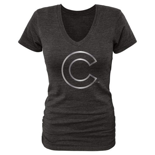 Women's Chicago Cubs Fanatics Apparel Platinum Collection V-Neck Tri-Blend T-Shirt Black Women's Chicago Cubs Fanatics Apparel Platinum Collection V-Neck Tri-Blend T-Shirt Black