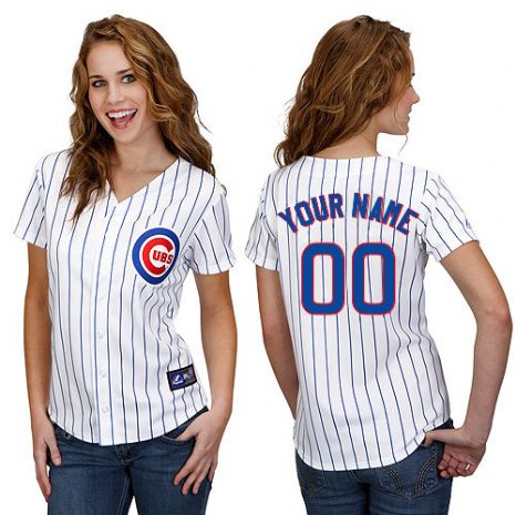 Women's Chicago Cubs Home White Customized Jersey Women's Chicago Cubs Home White Customized Jersey