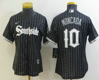 Women's Chicago White Sox #10 Yoan Moncada Black 2021 City Connect Stitched MLB Cool Base Nike Jersey Women's Chicago White Sox #10 Yoan Moncada Black 2021 City Connect Stitched MLB Cool Base Nike Jersey