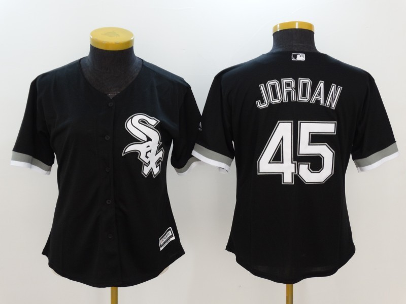 Women's Chicago White Sox #45 Michael Jordan Black Stitched Jersey(Run Small) Women's Chicago White Sox #45 Michael Jordan Black Stitched Jersey(Run Small)