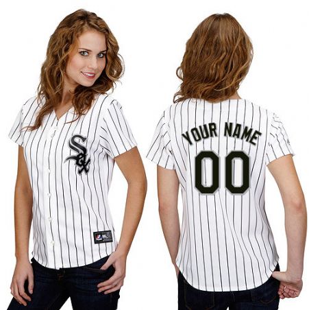 Women's Chicago White Sox Home White Customized Jersey Women's Chicago White Sox Home White Customized Jersey