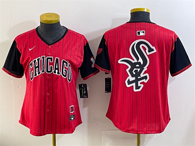 Women's Chicago White Sox Team Big Logo Red Black 2025 City Connect Limited Stitched Baseball Jersey(Run Small) 001 Women's Chicago White Sox Team Big Logo Red Black 2025 City Connect Limited Stitched Baseball Jersey(Run Small) 001