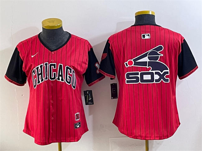Women's Chicago White Sox Team Big Logo Red Black 2025 City Connect Limited Stitched Baseball Jersey(Run Small) 003 Women's Chicago White Sox Team Big Logo Red Black 2025 City Connect Limited Stitched Baseball Jersey(Run Small) 003