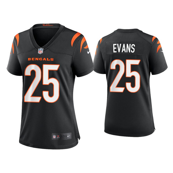 Women's Cincinnati Bengals #25 Chris Evans 2021 New Black Vapor Limited Stitched Jersey(Run Small) Women's Cincinnati Bengals #25 Chris Evans 2021 New Black Vapor Limited Stitched Jersey(Run Small)