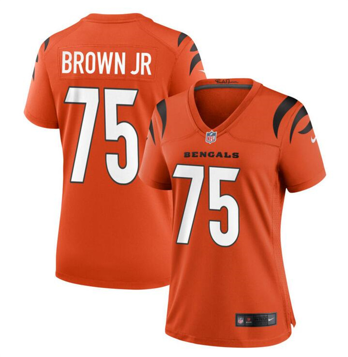 Women's Cincinnati Bengals #75 Orlando Brown Jr. Orange Stitched Football Jersey(Run Small) Women's Cincinnati Bengals #75 Orlando Brown Jr. Orange Stitched Football Jersey(Run Small)