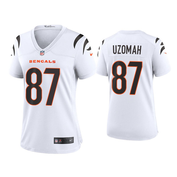 Women's Cincinnati Bengals #87 C.J. Uzomah 2021 New White Vapor Limited Stitched Jersey(Run Small) Women's Cincinnati Bengals #87 C.J. Uzomah 2021 New White Vapor Limited Stitched Jersey(Run Small)