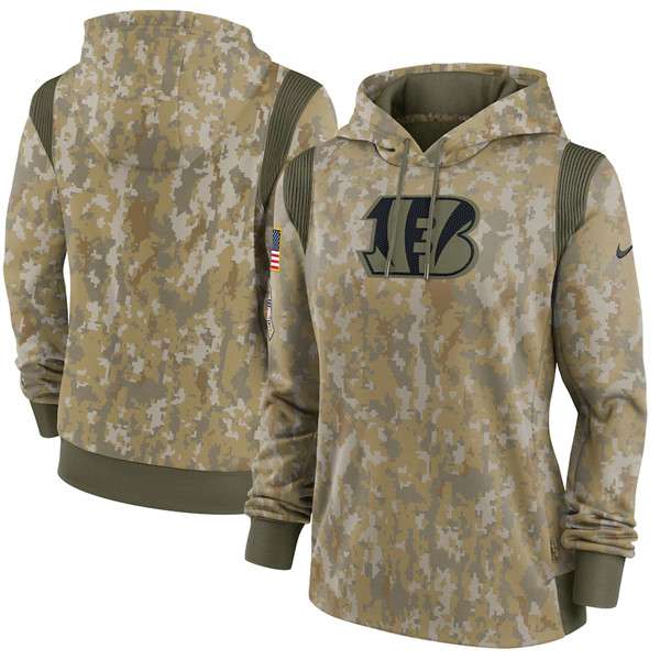 Women's Cincinnati Bengals 2021 Camo Salute To Service Therma Performance Pullover Hoodie(Run Small) Women's Cincinnati Bengals 2021 Camo Salute To Service Therma Performance Pullover Hoodie(Run Small)