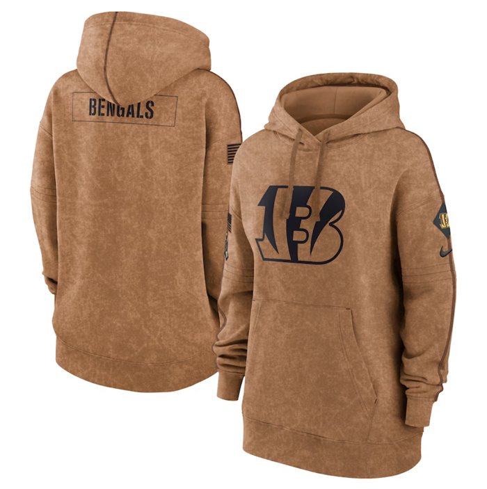 Women's Cincinnati Bengals 2023 Brown Salute To Service Pullover Hoodie(Run Small) Women's Cincinnati Bengals 2023 Brown Salute To Service Pullover Hoodie(Run Small)