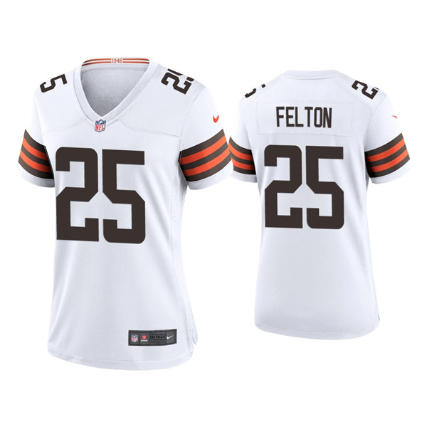 Women's Cleveland Browns #25 Demetric Felton 2020 New White Stitched Jersey(Run Small) Women's Cleveland Browns #25 Demetric Felton 2020 New White Stitched Jersey(Run Small)