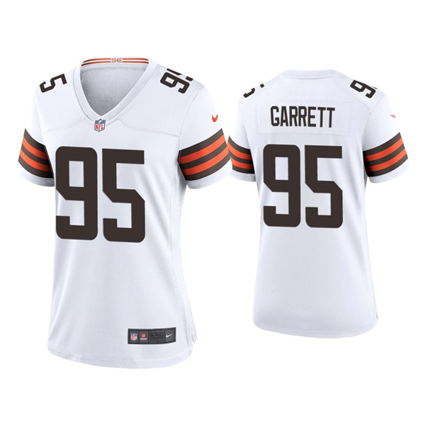 Women's Cleveland Browns #95 Myles Garrett 2020 New White Stitched Jersey(Run Small) Women's Cleveland Browns #95 Myles Garrett 2020 New White Stitched Jersey(Run Small)