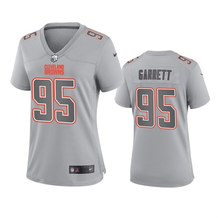 Women's Cleveland Browns #95 Myles Garrett Grey Atmosphere Fashion Stitched Game Jersey(Run Small) Women's Cleveland Browns #95 Myles Garrett Grey Atmosphere Fashion Stitched Game Jersey(Run Small)