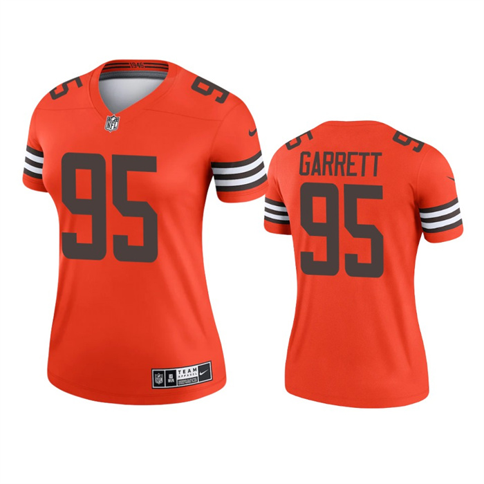 Women's Cleveland Browns #95 Myles Garrett Orange Inverted Edition Stitched Jersey(Run Small) Women's Cleveland Browns #95 Myles Garrett Orange Inverted Edition Stitched Jersey(Run Small)