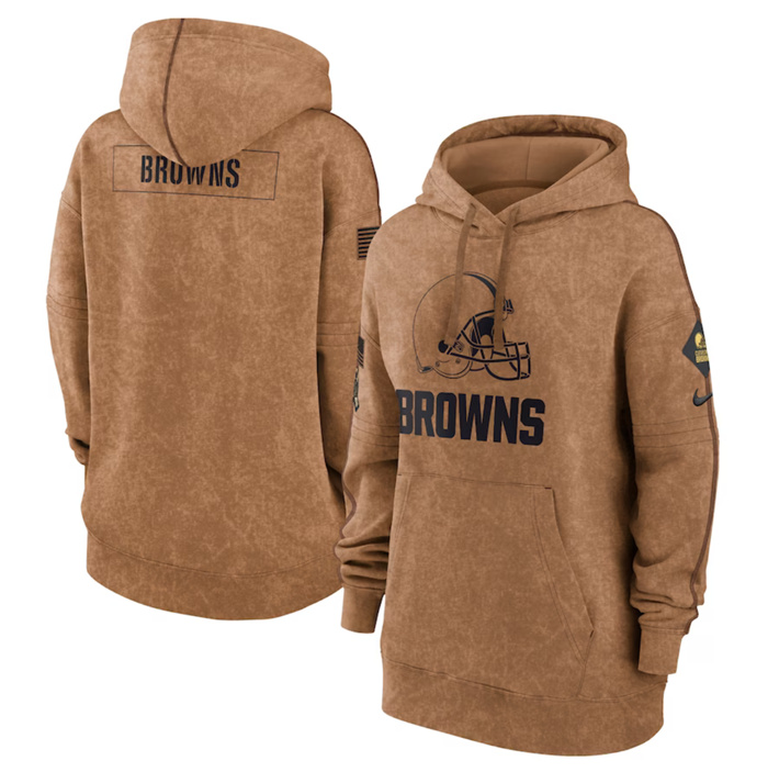 Women's Cleveland Browns 2023 Brown Salute To Service Pullover Hoodie(Run Small) Women's Cleveland Browns 2023 Brown Salute To Service Pullover Hoodie(Run Small)