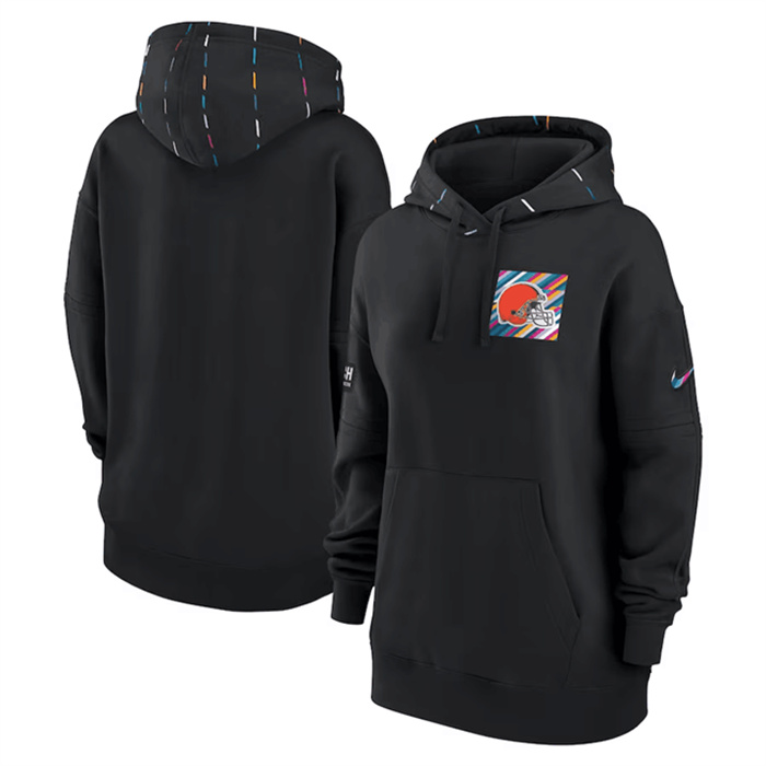 Women's Cleveland Browns Black 2023 Crucial Catch Club Pullover Hoodie(Run Small) Women's Cleveland Browns Black 2023 Crucial Catch Club Pullover Hoodie(Run Small)